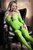 Stargazing Cold Shoulder Jarretel Catsuit - Neon Green