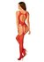 Mesh Catsuit Met Jarretel Design - Rood_
