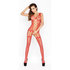 Rode netstof bodystocking met open kruis_